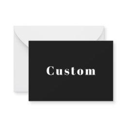 Small Stylish Custom Name Or Other Text | Black & White Note Invitations Front View