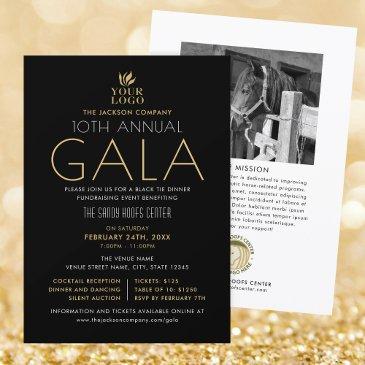 stylish gala custom event logo photo black gold invitation