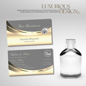 stylish gold gray with logo and sparkly diamond business invitations