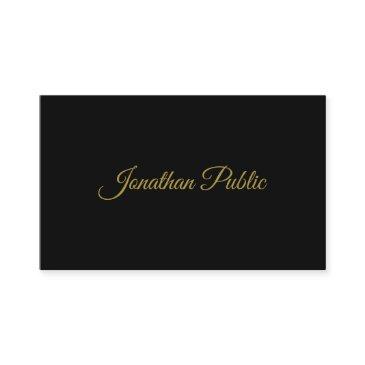 stylish gold handwritten script modern black plain business invitations