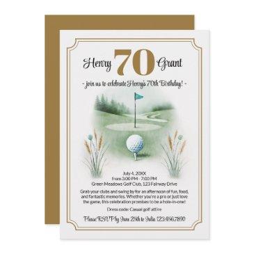 stylish golf 70th birthday invitations