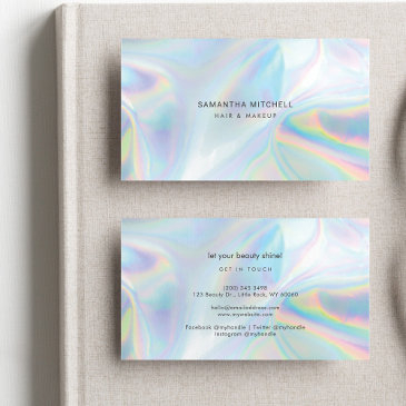 stylish holographic beautician studio manager business invitations