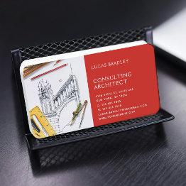 Small Stylish Modern Architect Engineering Construction Business Invitations Front View