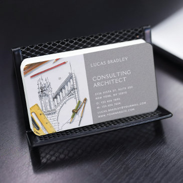 stylish modern architect engineering construction business invitations