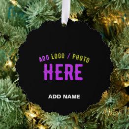 Small Stylish Modern Customizable Black Verified Branded Ornament Invitations Front View
