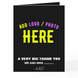 Small Stylish Modern Customizable Black Verified Branded Thank You Invitations Front View