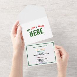 Small Stylish Modern Customizable White Verified Branded All In One Invitation Front View