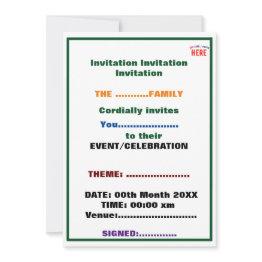 Small Stylish Modern Customizable White Verified Branded Invitation Front View