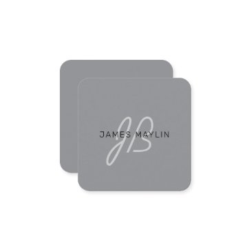 stylish modern editable name | black & dark gray square business invitations