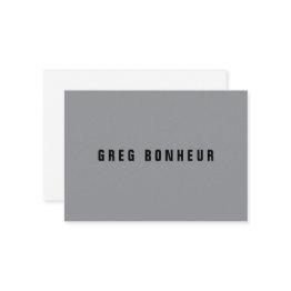 Small Stylish Modern Looking Name | Gray & Black Enclosure Invitations Front View