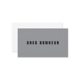 Small Stylish Modern Looking Name | Gray & Black Enclosure Invitations Front View