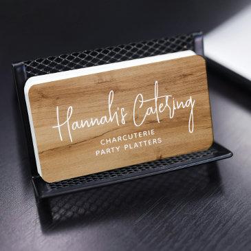 stylish modern simple wood elegant script catering business invitations