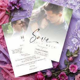 Small Stylish Modern Transparency Wedding 2 Photos Save The Date Front View