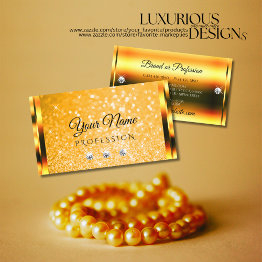 Small Stylish Orange Glitter Luminous Stars And Diamonds Business Invitations Front View