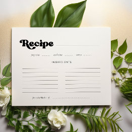 Small Stylish Retro Bridal Shower Recipe Invitations Front View
