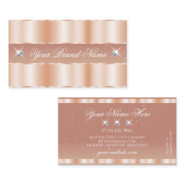 Small Stylish Rose Coral Sparkle Jewels Elegant Shimmery Business Invitations Front View