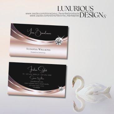 stylish rose gold and black with sparkly diamond business invitations