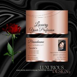 Small Stylish Rose Golden Glamorous With Photo Modern Business Invitations Front View