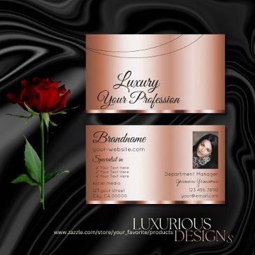 stylish rose golden glamorous with photo modern business invitations