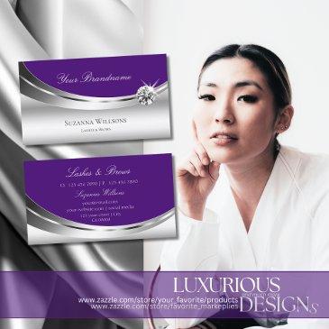 stylish silver royal purple with sparkle diamond business invitations