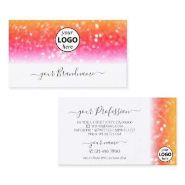 stylish white colorful sparkling glitter with logo business invitations