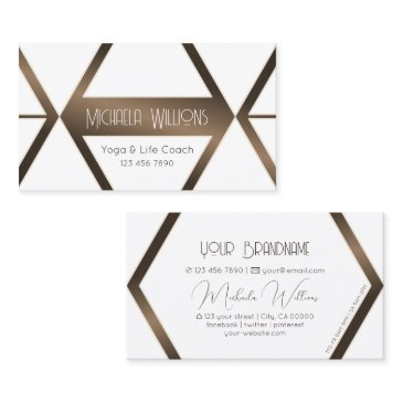 stylish white geometric coffee brown shimmer style business invitations