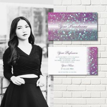 stylish white pink teal sparkling glitter modern business invitations