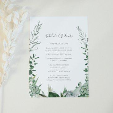 succulent greenery wedding schedule of events invitations