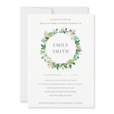 succulent wreath foliage brunch & bubbly invite