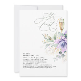 Small Succulents Greenery Gold Leaves Engagement Party I Invitation Front View