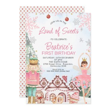 sugar plum fairy gingerbread house birthday invitation