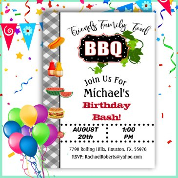 summer barbecue birthday bash invitation