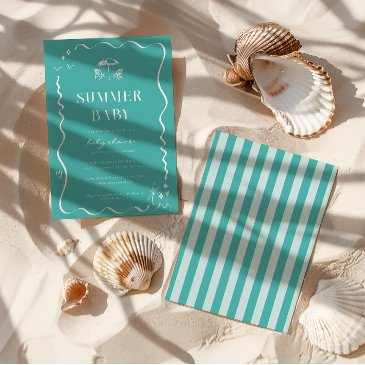 summer beach baby shower invitation