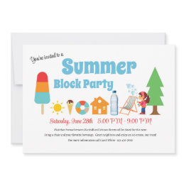 Small Summer Block Party Invitation Front View