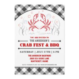 Small Summer Crab Fest & Bbq Party Invitation Front View