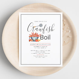 Small Summer Crawfish Boil Family Cookout Reunion Invite Front View