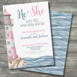 Small Summer Gender Reveal Party Invitation Front View