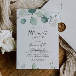 Small Summer Green Eucalyptus Foliage Retirement Party Invitation Front View