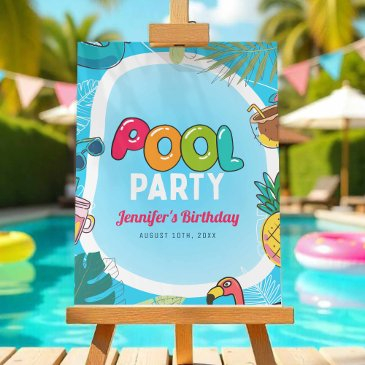 summer pool party swimming birthday foam board