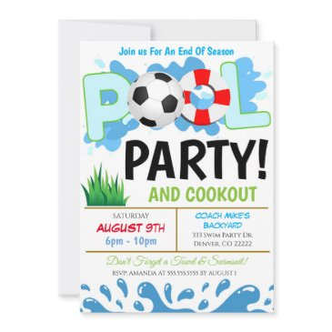 summer pool soccer party invitation