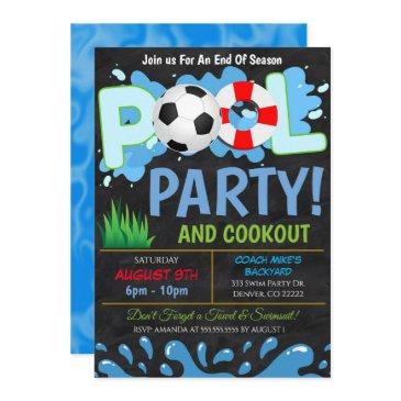 summer pool soccer party invitation
