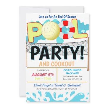 summer pool volleyball party invitation
