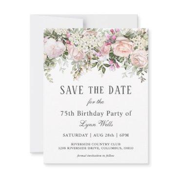summer rose floral 75th birthday save the date