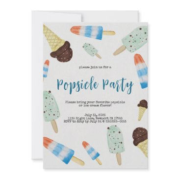 summertime watercolor popsicle party invitation