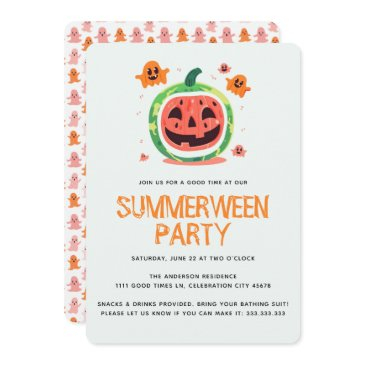 summerween melon-o-lantern summer halloween party invitation