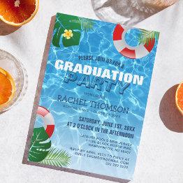 Small Sun And Success! Graduation Pool Party Invitation Front View