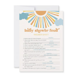 Small Sun Baby Shower Feud Game Answer Invitations Front View