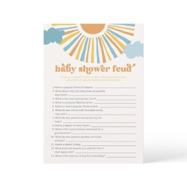 sun baby shower feud game invitations