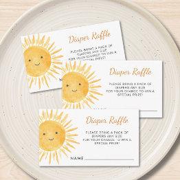 Small Sun Boho Diaper Raffle Ticket Baby Shower Enclosure Invitations Front View