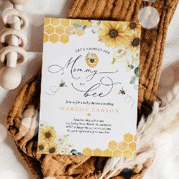 Small Sunflower Bee Baby Shower Mommy To Bee Baby Shower Invitation Front View